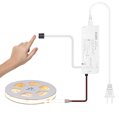 LETARON COB LED Strip Light 24V LED Tape Light,480 Stück/M LEDs,Superhell High Lumen 3000K Warm White 3m,Dimmbar mit 3M Tape,30W UL Stromversorgung,Touch Switch für Schlafzimmer, Zuhause,Küche DIY